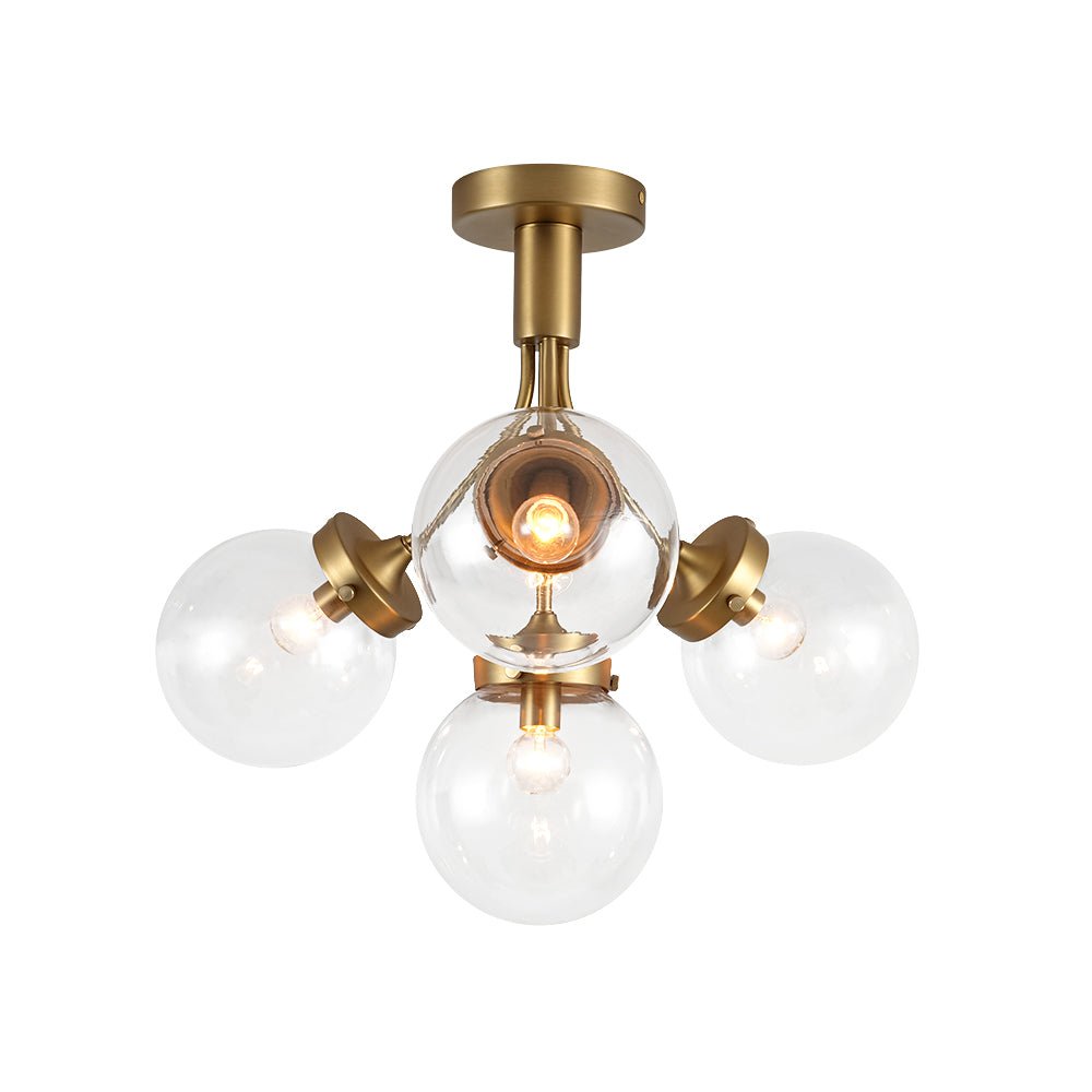 4-Light Bloom Clear Glass Globe Semi Flush Mount