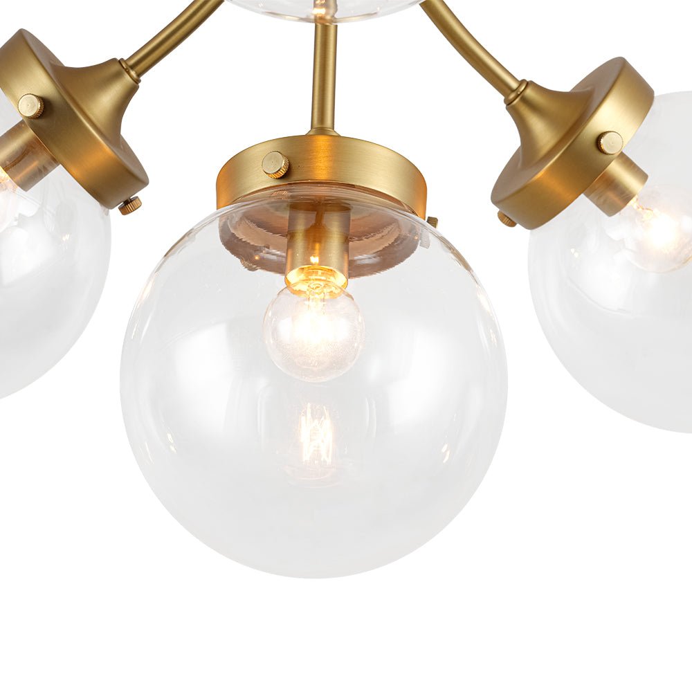 4-Light Bloom Clear Glass Globe Semi Flush Mount