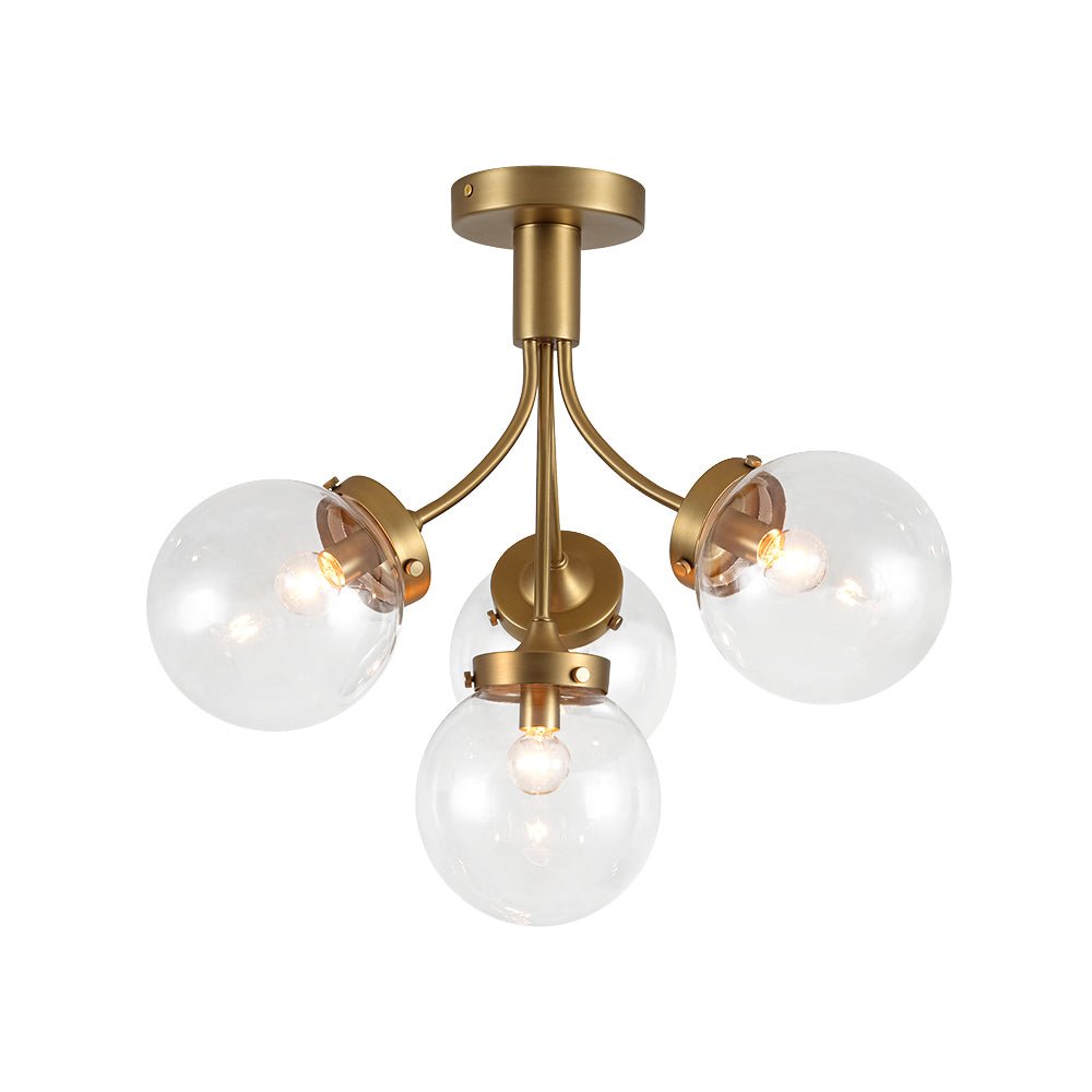 4-Light Bloom Clear Glass Globe Semi Flush Mount