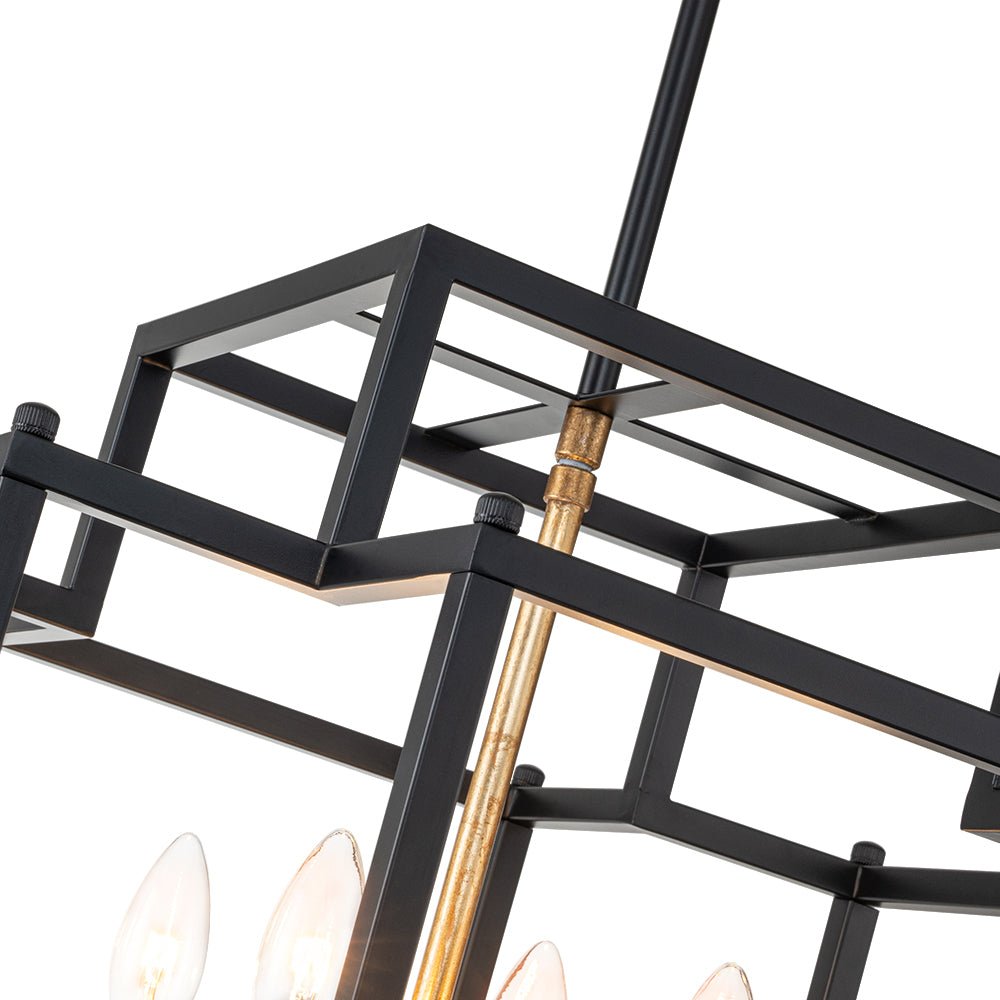 4-Light Candle Style Square Lantern Pendant Light