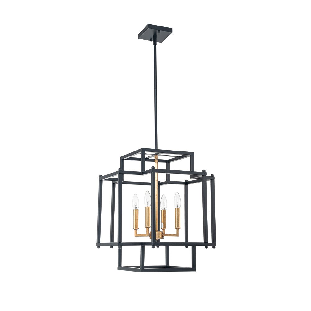 4-Light Candle Style Square Lantern Pendant Light