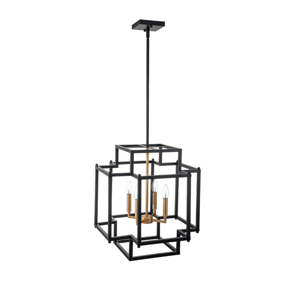 4-Light Candle Style Square Lantern Pendant Light