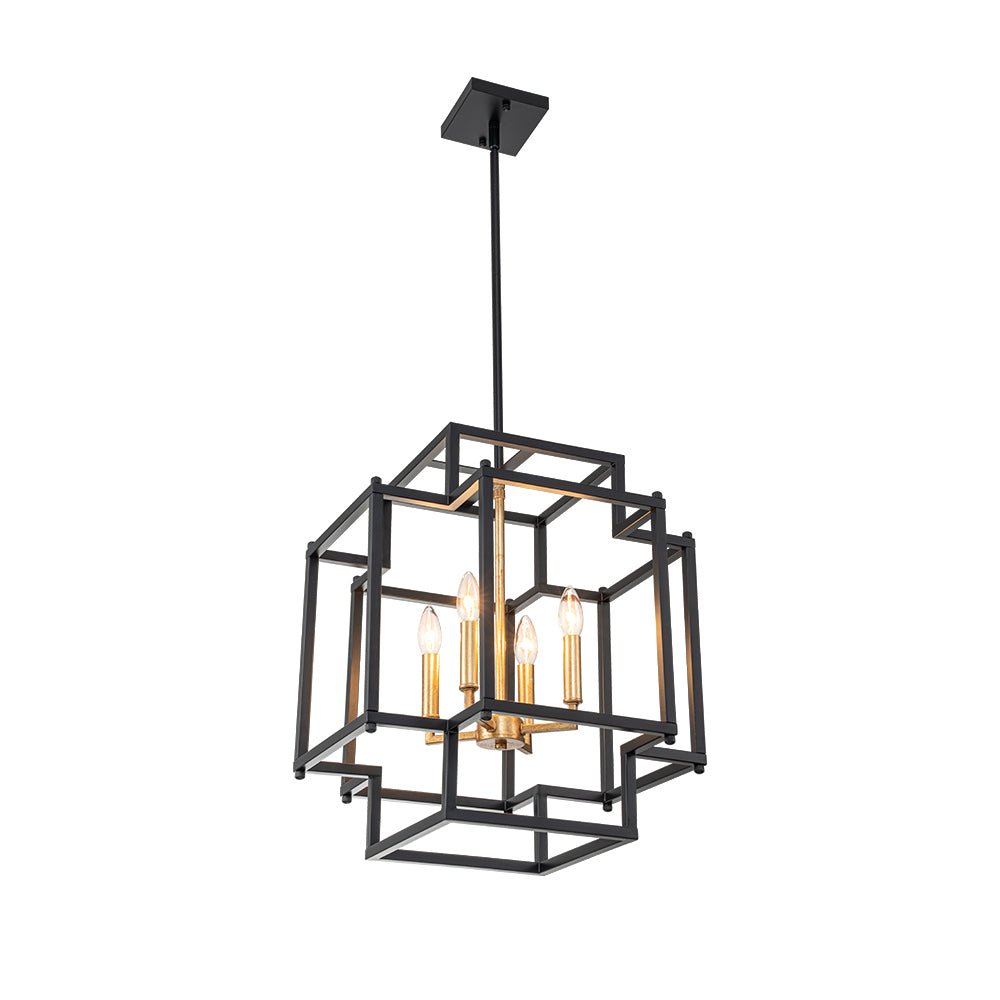 4-Light Candle Style Square Lantern Pendant Light