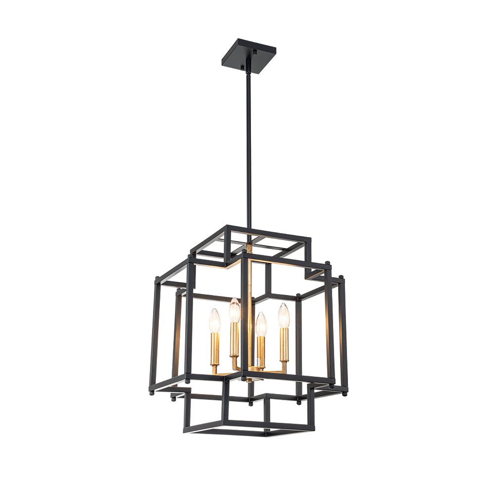 4-Light Candle Style Square Lantern Pendant Light