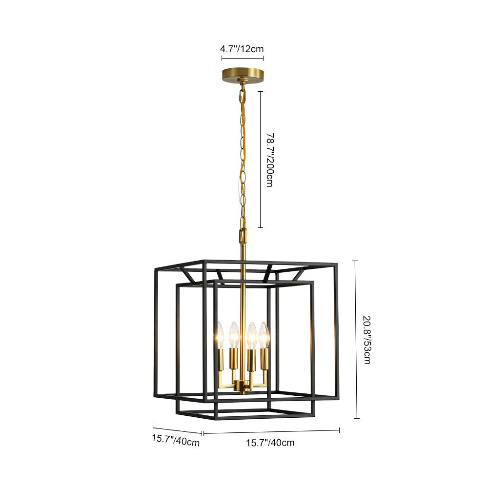 4-Light Candle Style Tiered Square Lantern Pendant