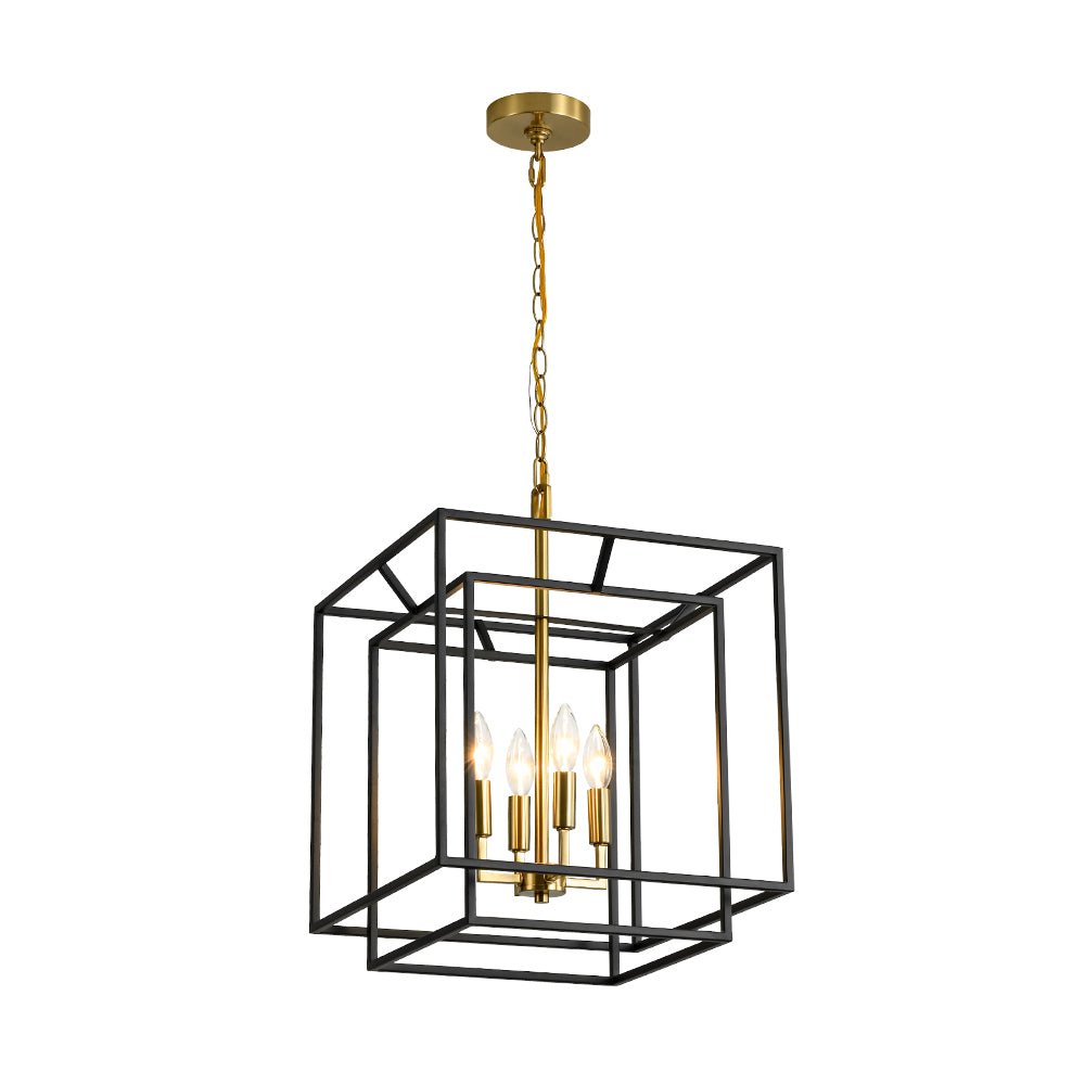 4-Light Candle Style Tiered Square Lantern Pendant