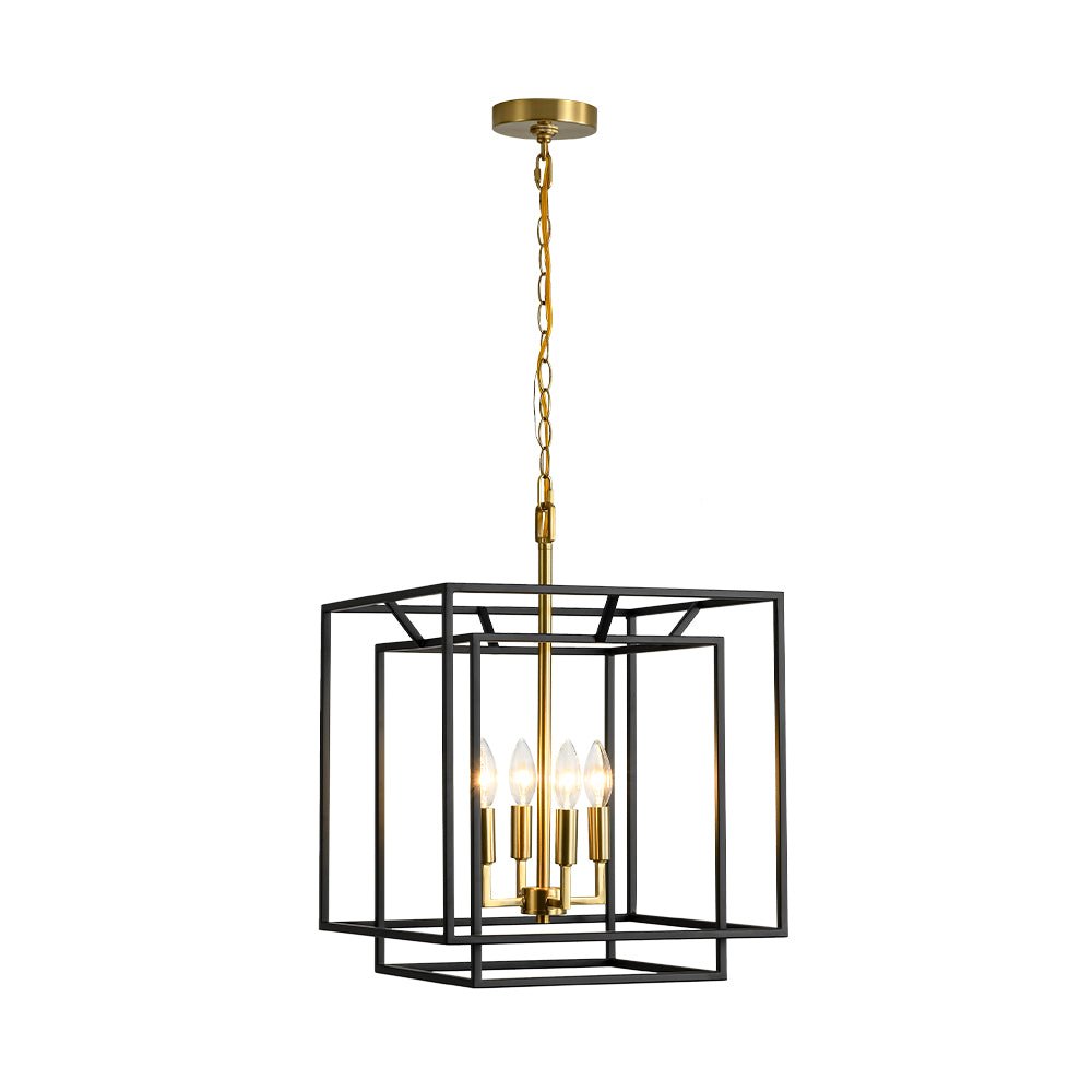 4-Light Candle Style Tiered Square Lantern Pendant
