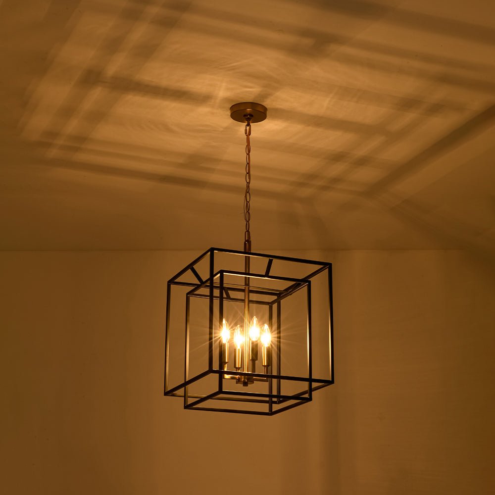 4-Light Candle Style Tiered Square Lantern Pendant