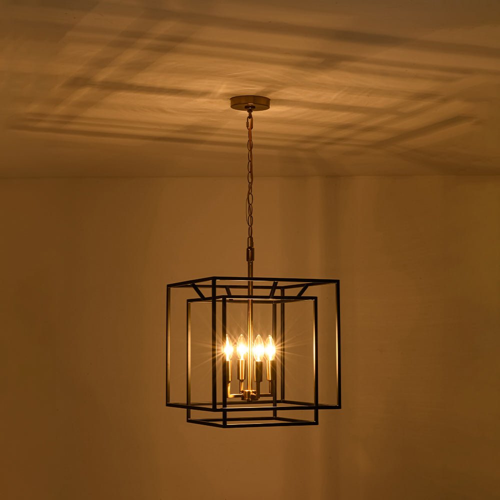 4-Light Candle Style Tiered Square Lantern Pendant