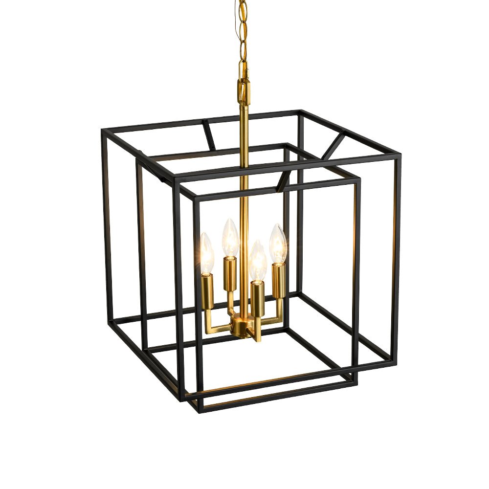 4-Light Candle Style Tiered Square Lantern Pendant