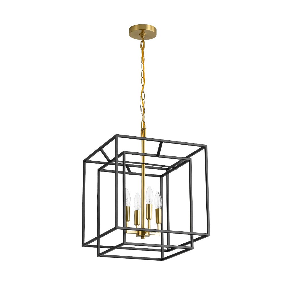 4-Light Candle Style Tiered Square Lantern Pendant