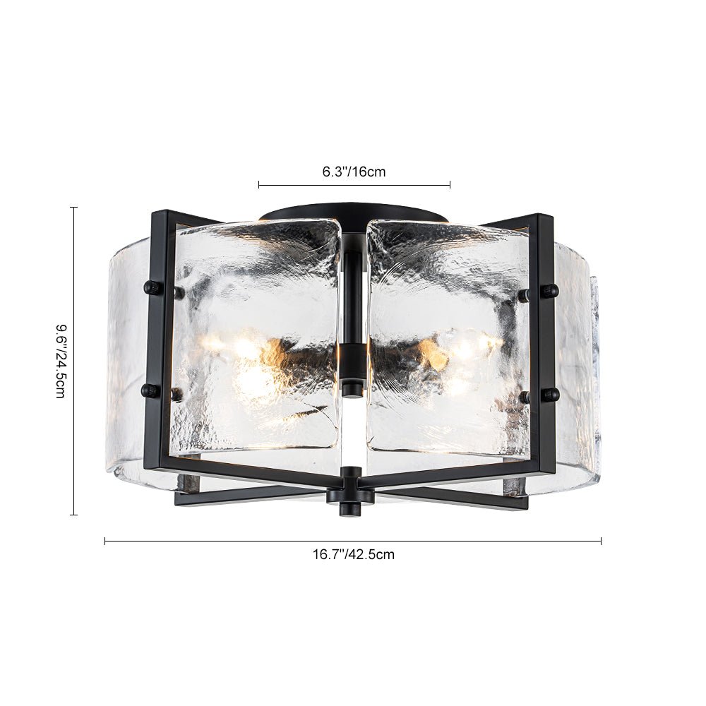 4-Light Contemporary Clear Textured Glass Drum Flush Mount