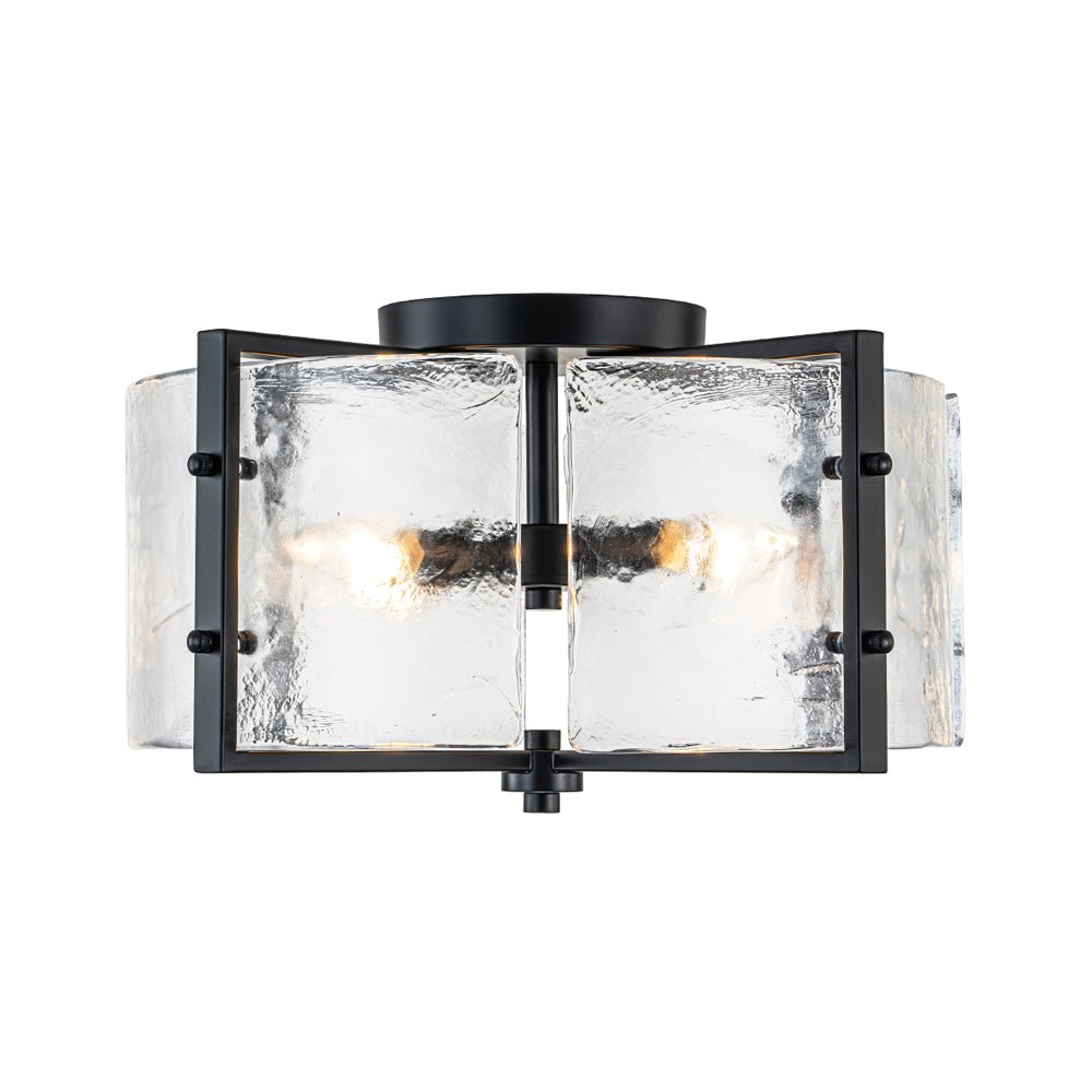 4-Light Contemporary Clear Textured Glass Drum Flush Mount
