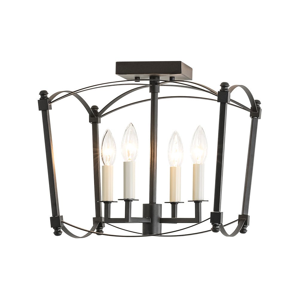 4-light French Antique Candle Style Lantern Semi Flush