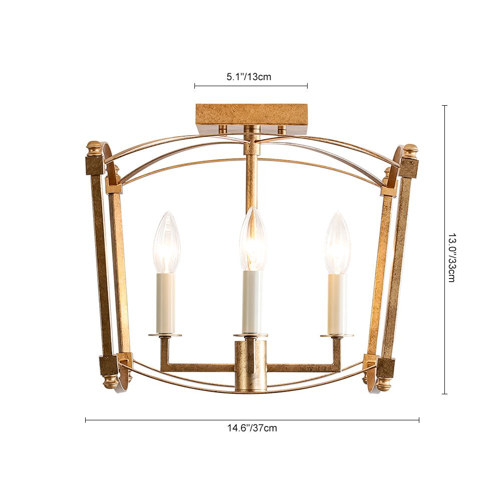 4-light French Antique Candle Style Lantern Semi Flush