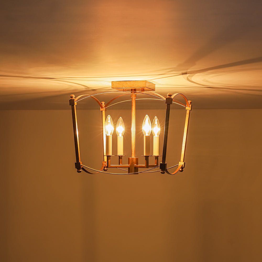 4-light French Antique Candle Style Lantern Semi Flush
