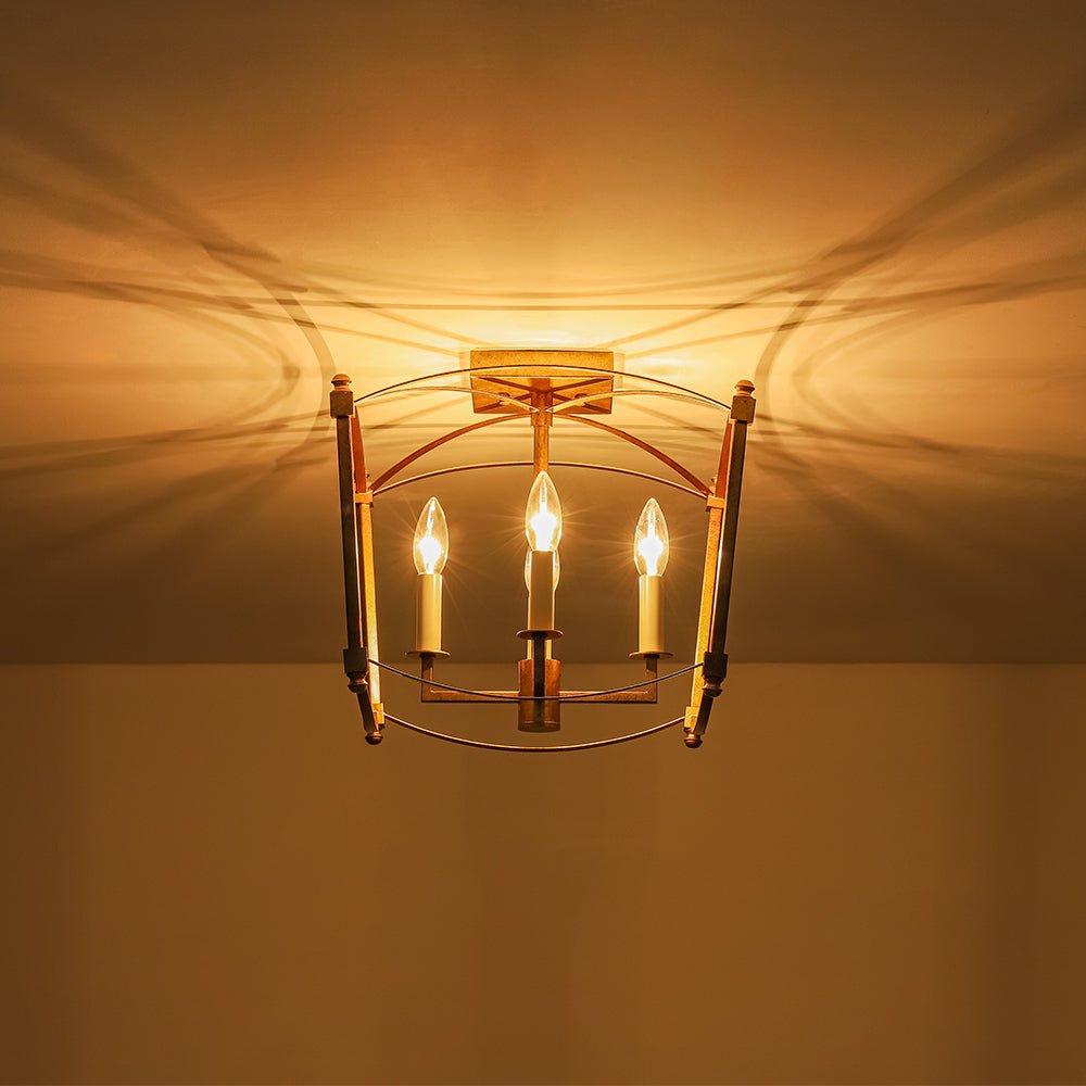4-light French Antique Candle Style Lantern Semi Flush