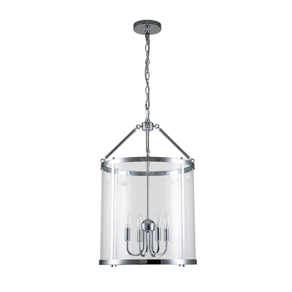 4-Light Manor Glass Wide Cylinder Lantern Pendant Light