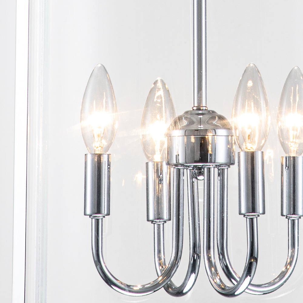 4-Light Manor Glass Wide Cylinder Lantern Pendant Light