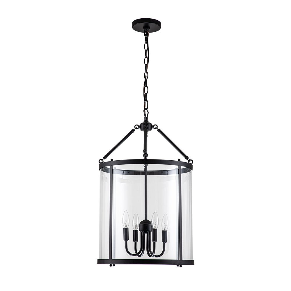4-Light Manor Glass Wide Cylinder Lantern Pendant Light
