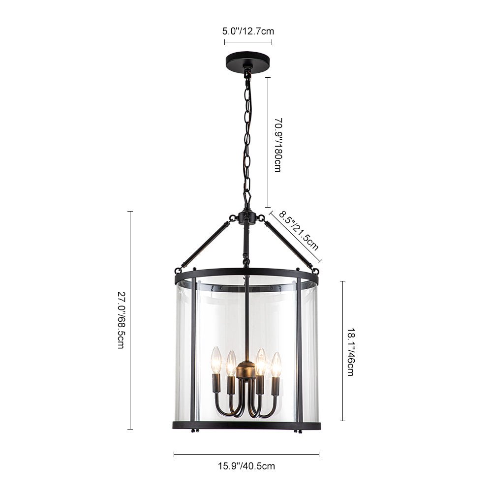 4-Light Manor Glass Wide Cylinder Lantern Pendant Light