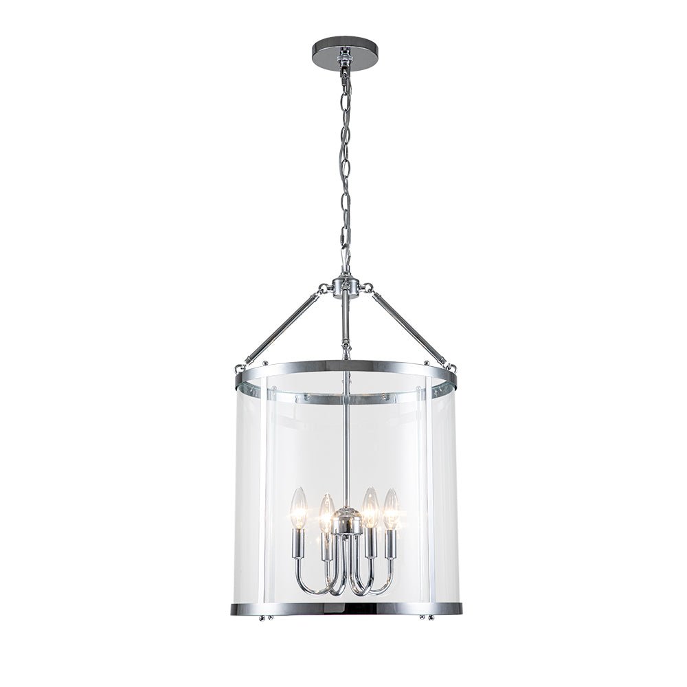 4-Light Manor Glass Wide Cylinder Lantern Pendant Light