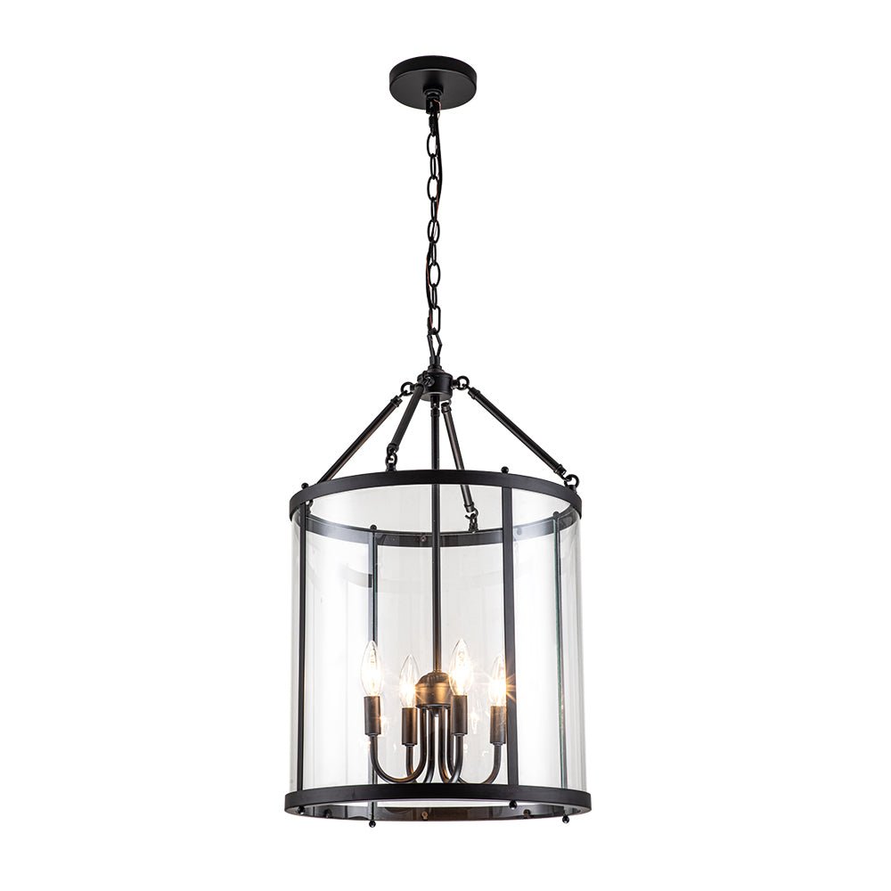 4-Light Manor Glass Wide Cylinder Lantern Pendant Light