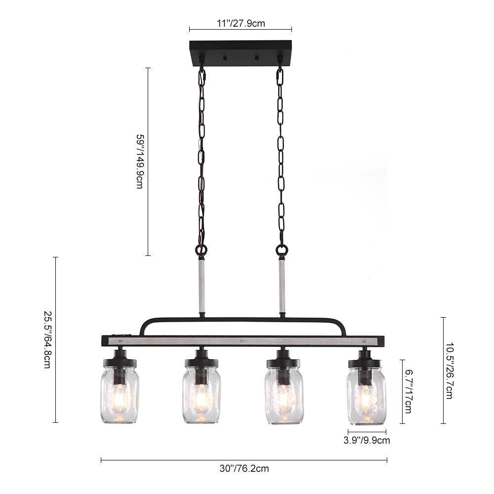 4-light Mason Jar Island Pendant
