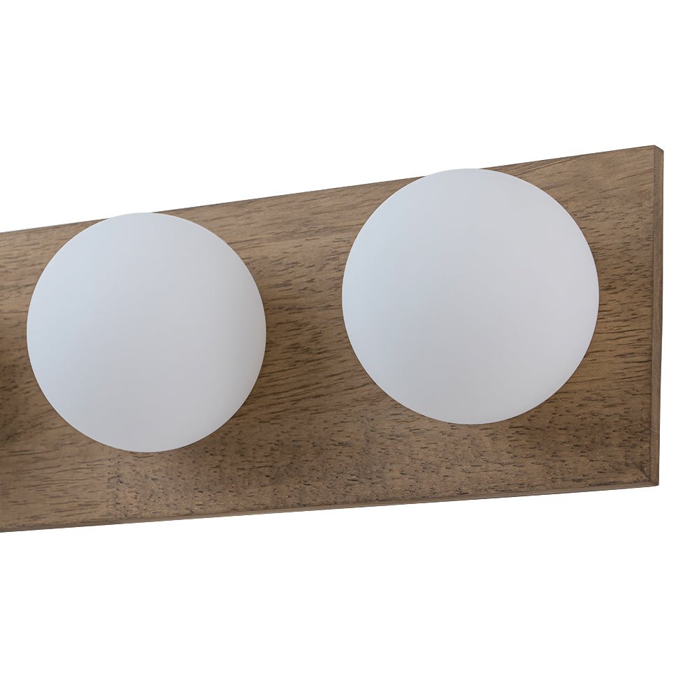 4-Light Opal Glass Linear Wooden Semi Flush Mount / Wall Light