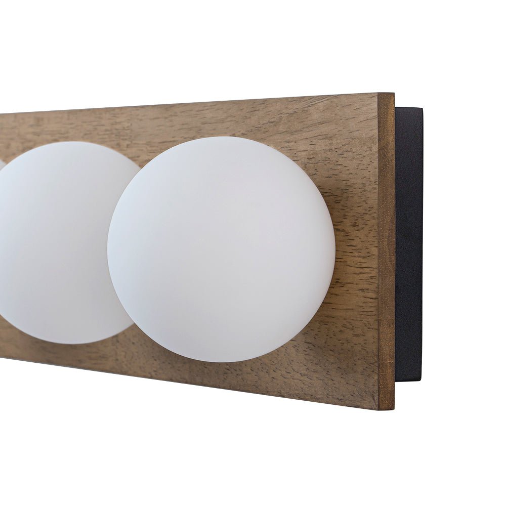 4-Light Opal Glass Linear Wooden Semi Flush Mount / Wall Light