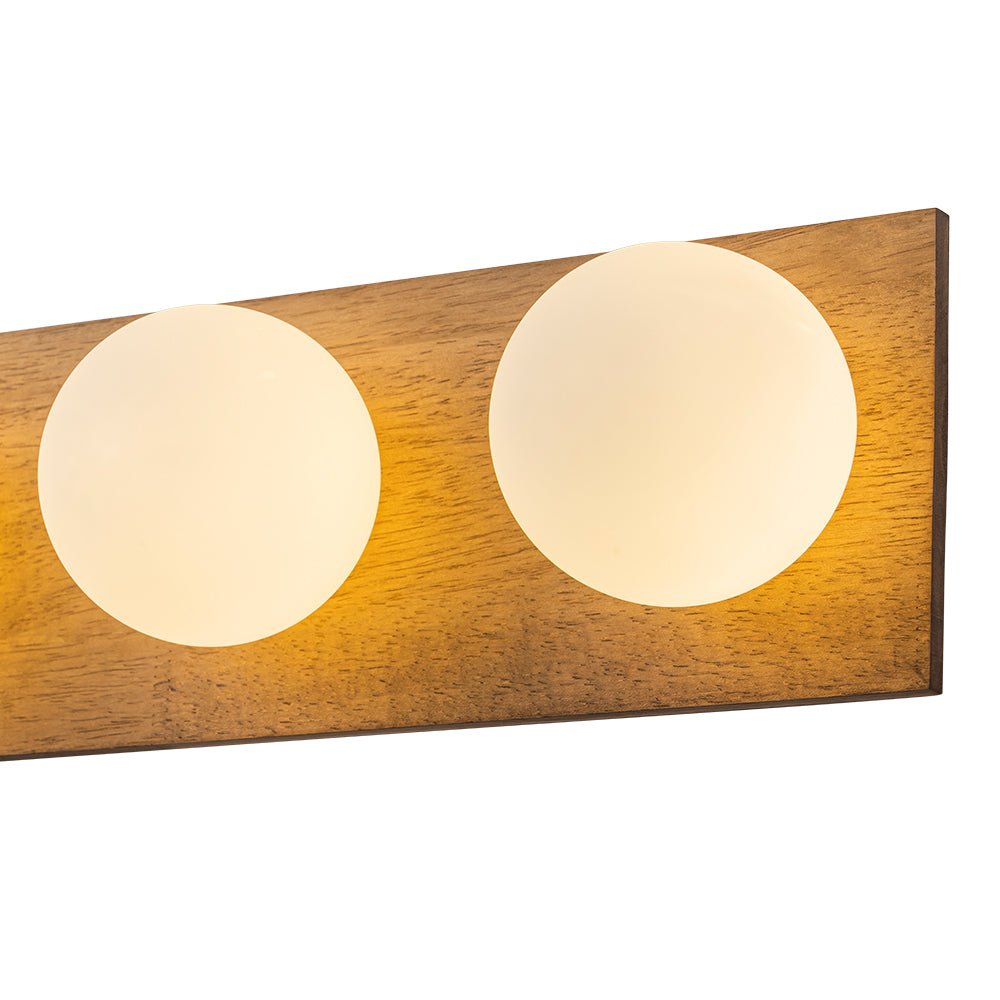 4-Light Opal Glass Linear Wooden Semi Flush Mount / Wall Light