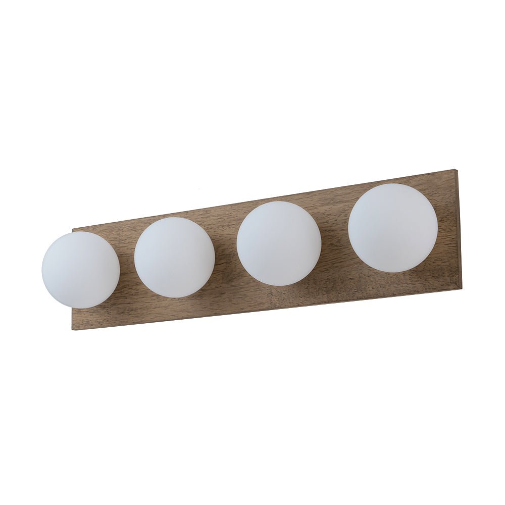 4-Light Opal Glass Linear Wooden Semi Flush Mount / Wall Light