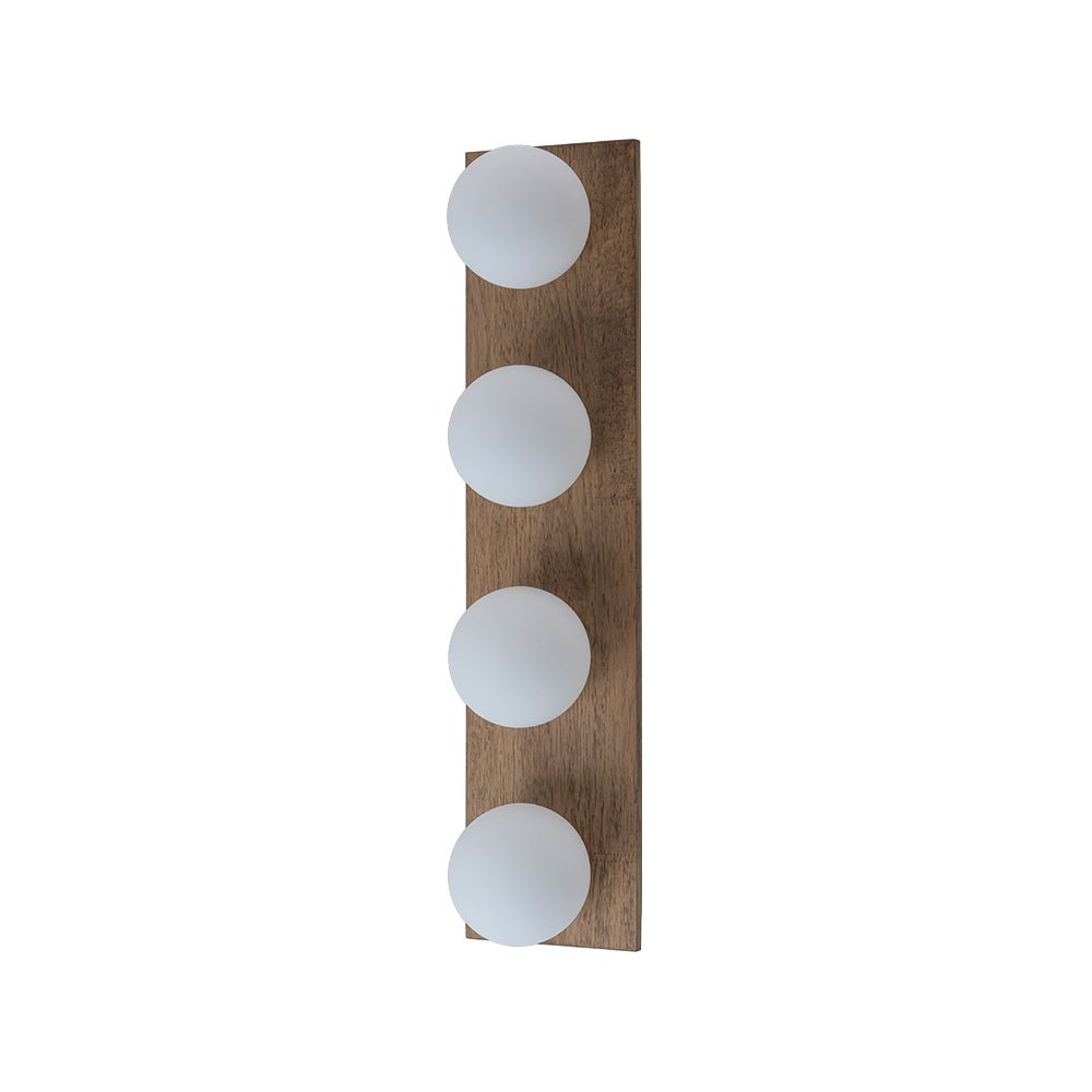4-Light Opal Glass Linear Wooden Semi Flush Mount / Wall Light