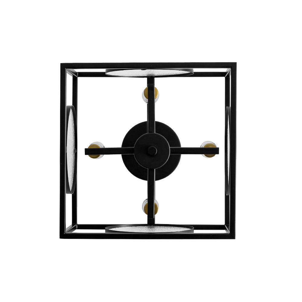 4-light Textured Glass Square Lantern Semi Flush Mount