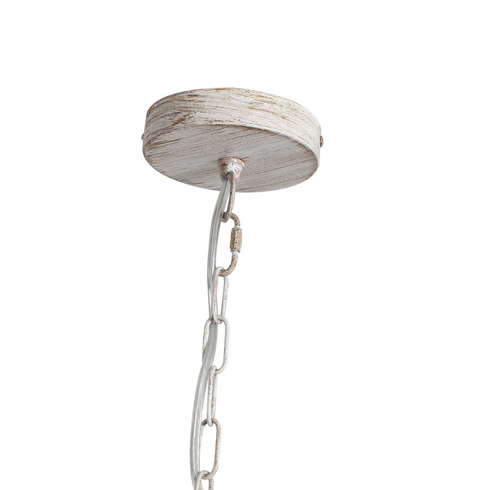 5-Light Bohemian Rustic Wood Bead Cage Pendant Light