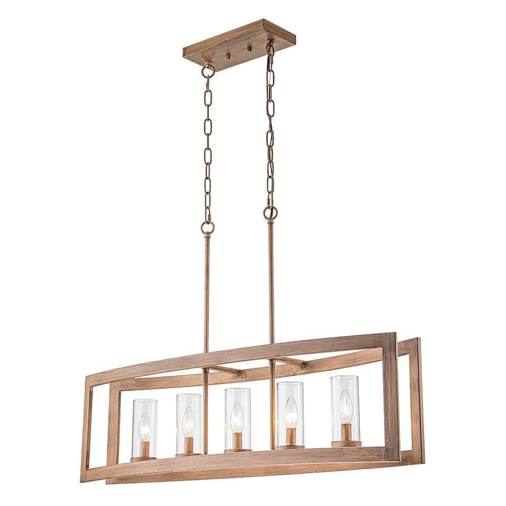 5-Light Curved Rectangle Frame Island Chandelier