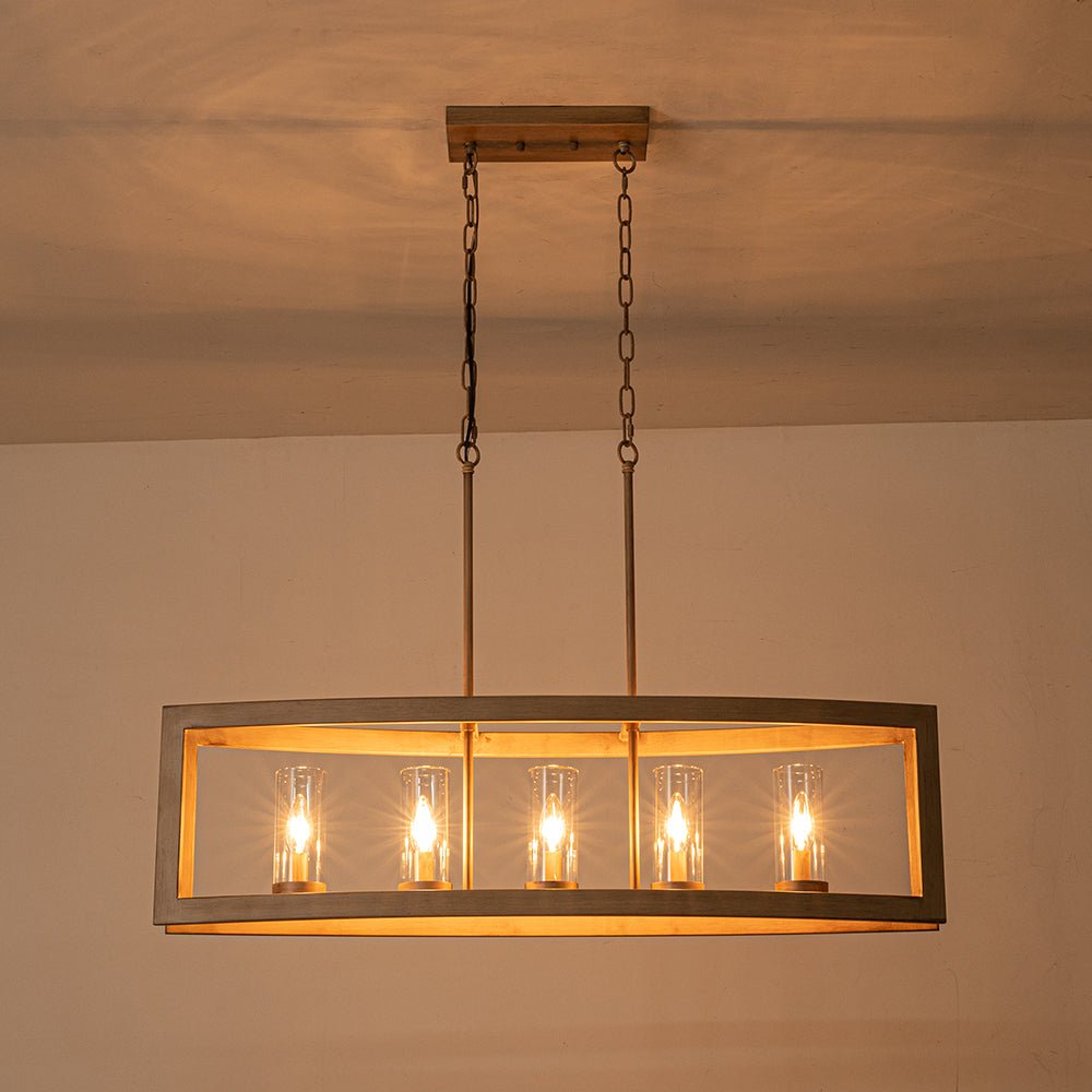 5-Light Curved Rectangle Frame Island Chandelier