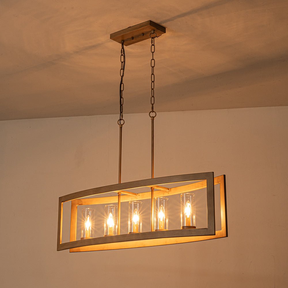 5-Light Curved Rectangle Frame Island Chandelier