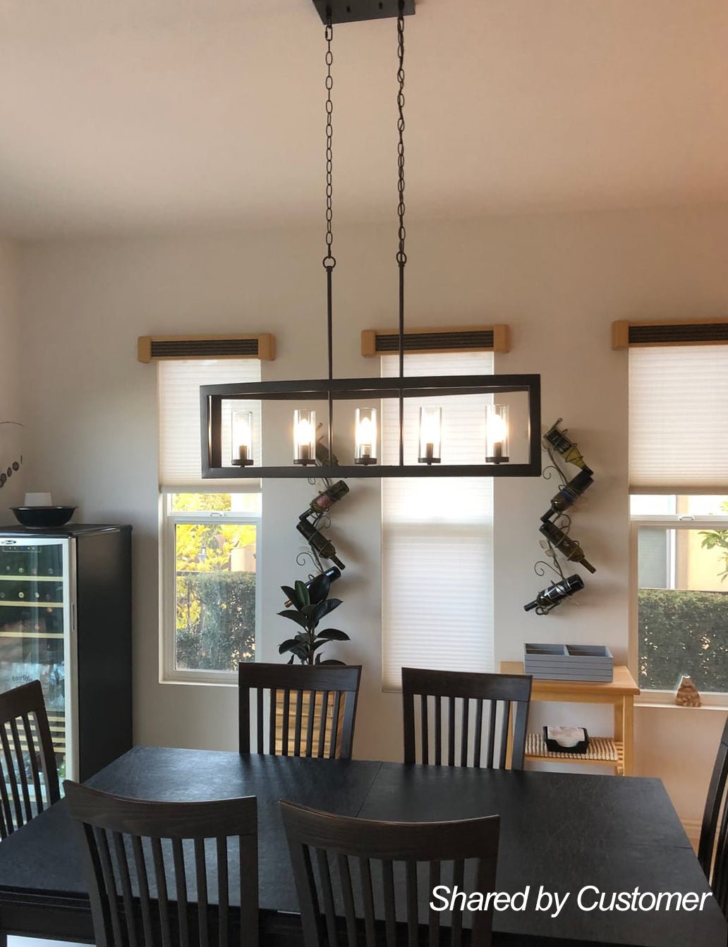 5-Light Curved Rectangle Frame Island Chandelier