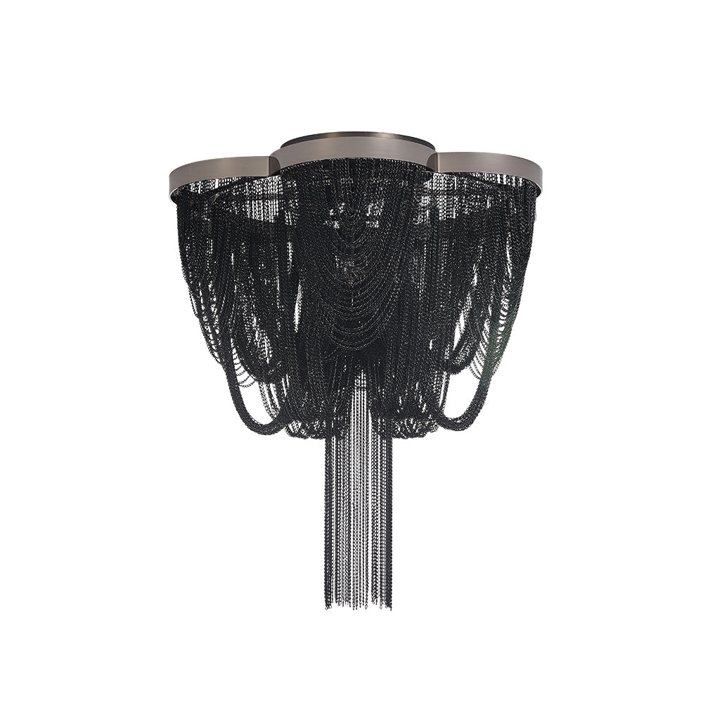 5-Light Empire Chain Tassel Flush Mount Ceiling Light
