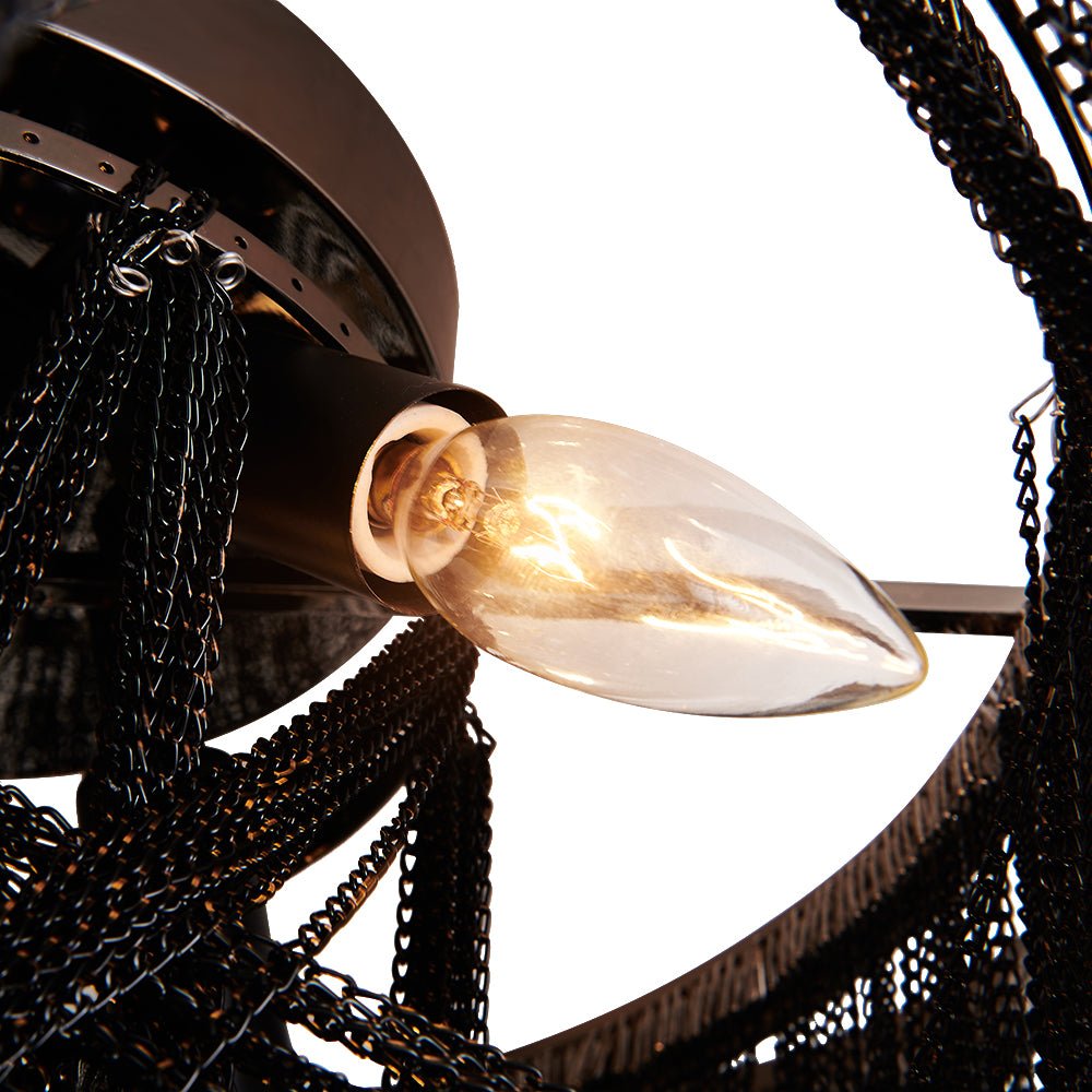 5-Light Empire Chain Tassel Flush Mount Ceiling Light