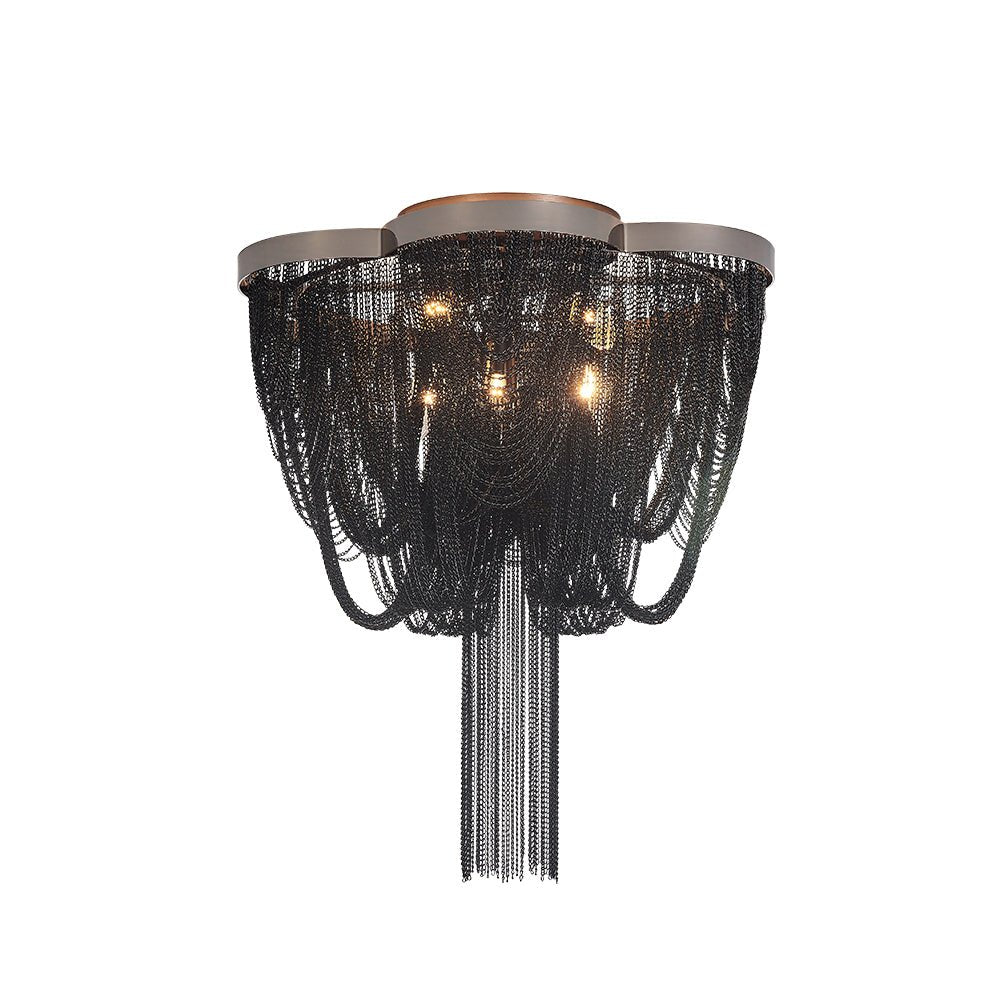 5-Light Empire Chain Tassel Flush Mount Ceiling Light