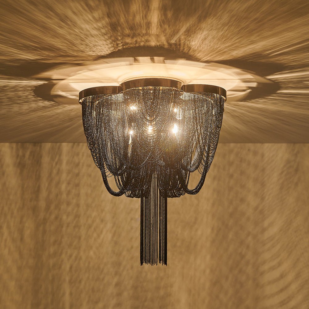 5-Light Empire Chain Tassel Flush Mount Ceiling Light