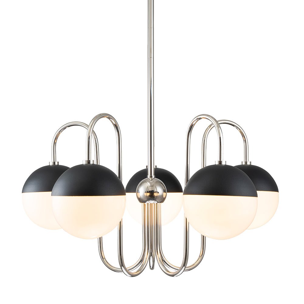 5-Light Milky Glass Globe Round Chandelier