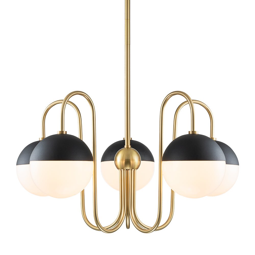 5-Light Milky Glass Globe Round Chandelier