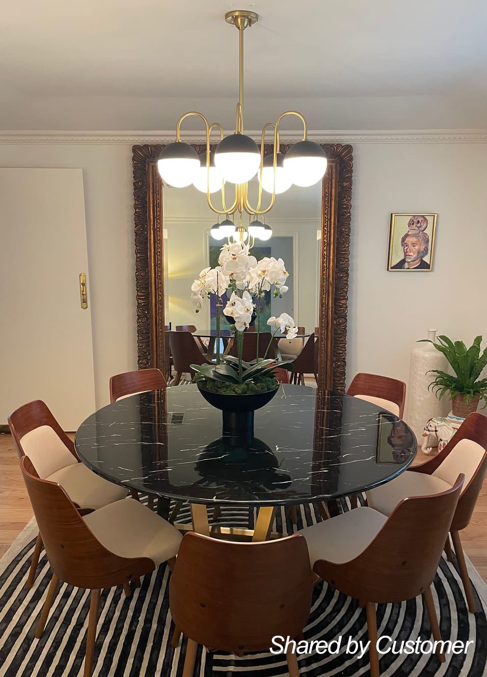 5-Light Milky Glass Globe Round Chandelier