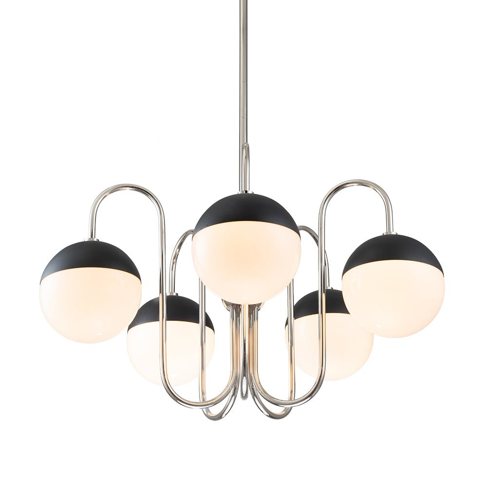 5-Light Milky Glass Globe Round Chandelier