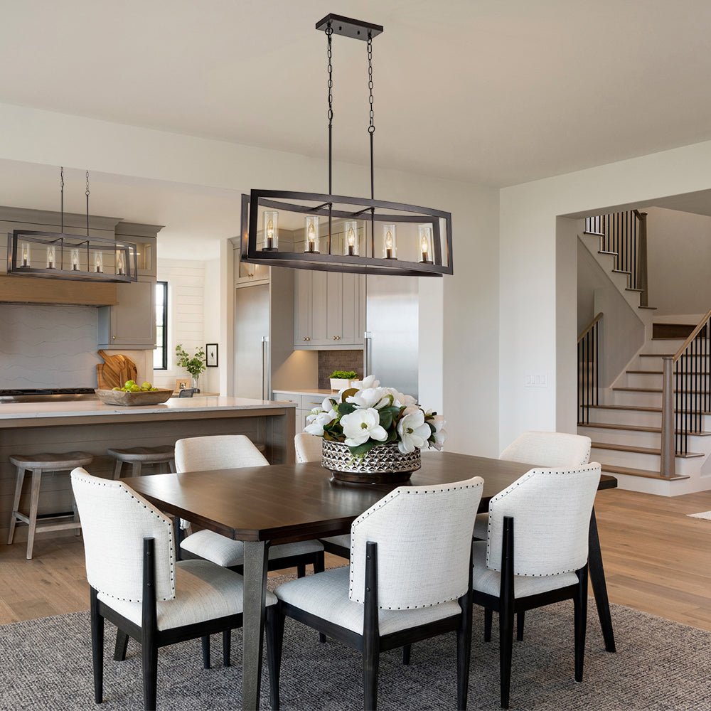 5-Light Curved Rectangle Frame Island Chandelier