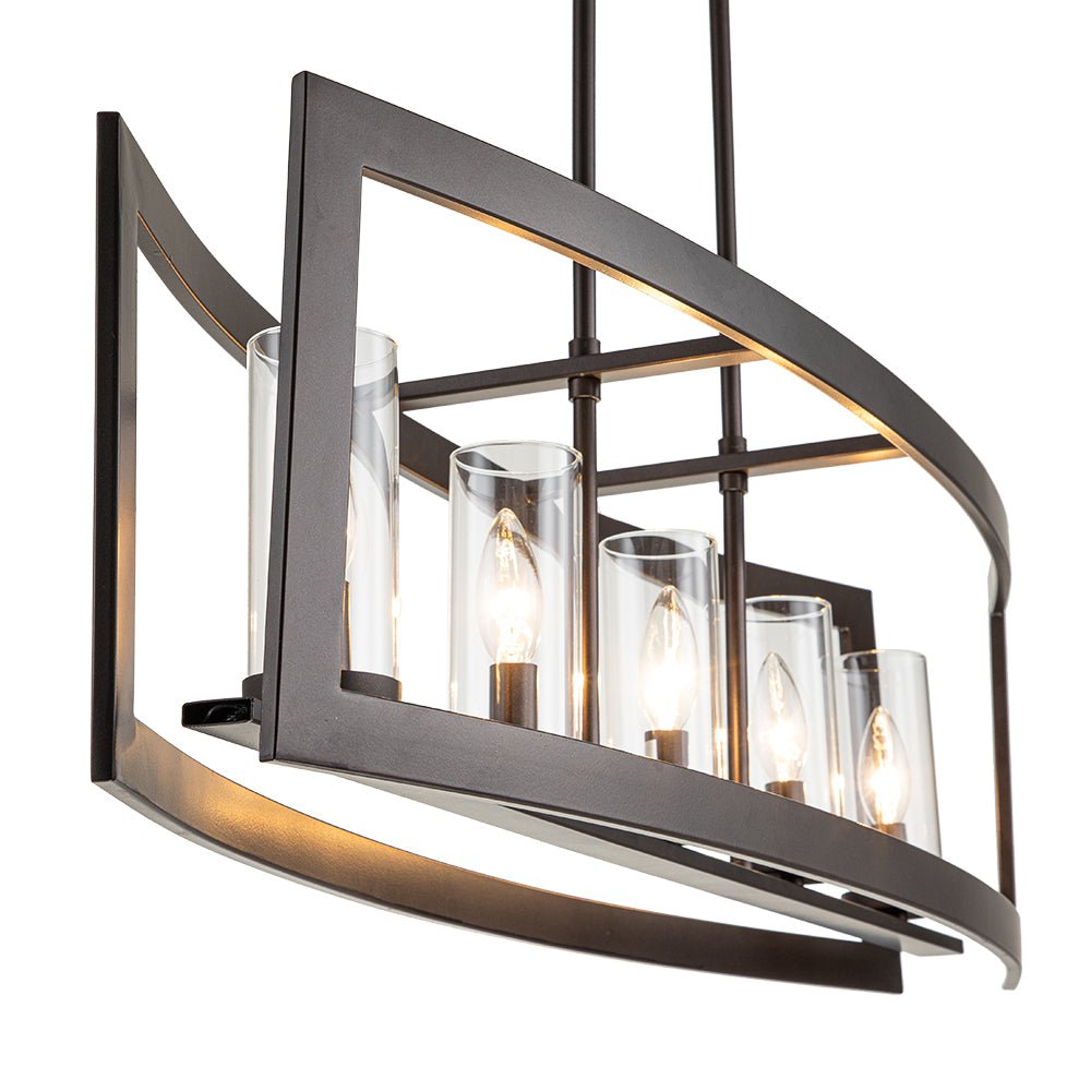 5-Light Curved Rectangle Frame Island Chandelier