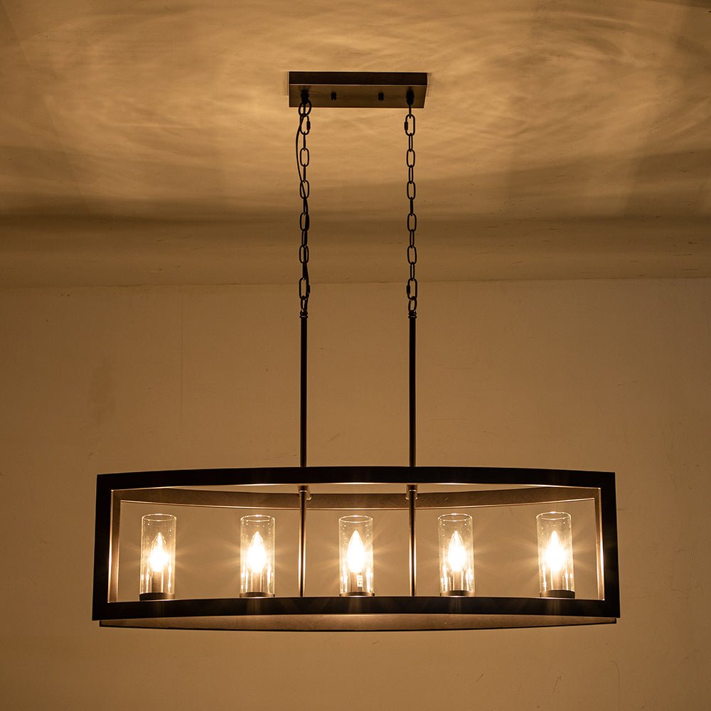 5-Light Curved Rectangle Frame Island Chandelier